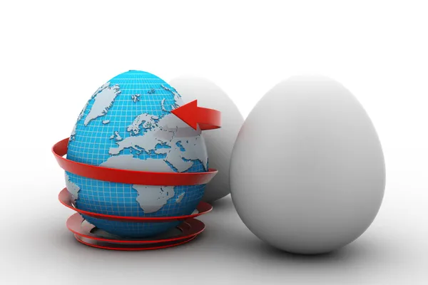 Global egg rounded with arrow — Stock Photo, Image