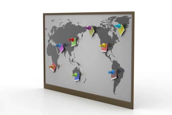 Pushpin pointing place on a paper map — Stock Photo, Image