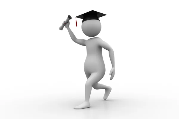 3D-man met afstuderen diploma — Stockfoto