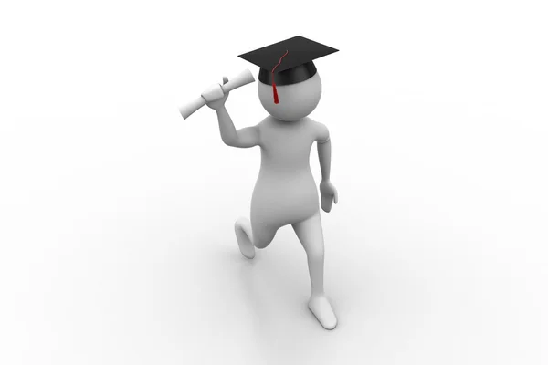 Diploma di laurea 3D Man holding — Foto Stock