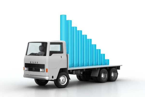 Transportation of business graph in  truck — Stock Photo, Image