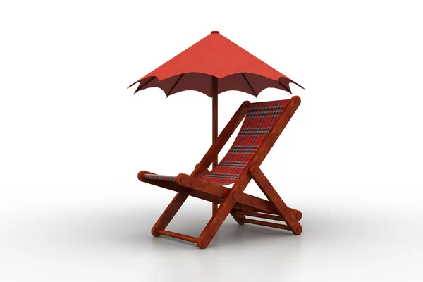 Stuhl mit Regenschirm abgedeckt — Stockfoto