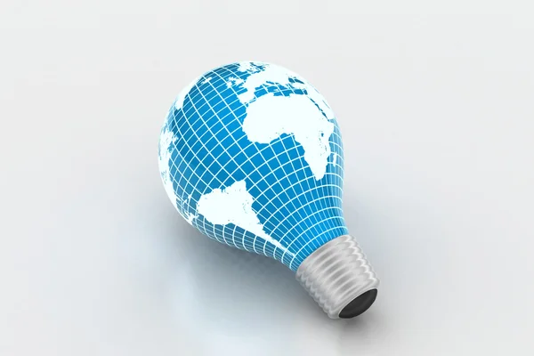 An electric light bulb with a world map — Stock Photo, Image
