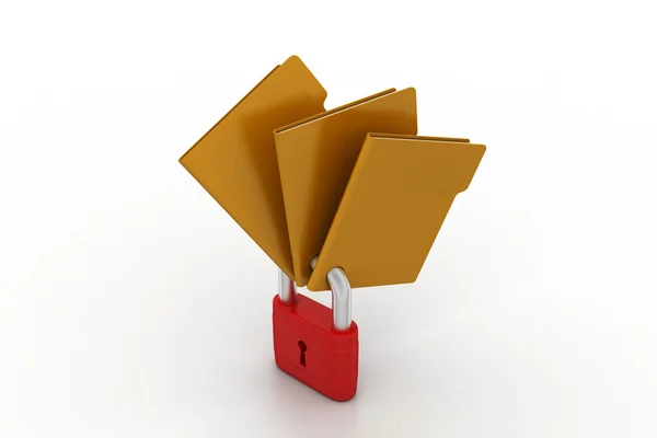 Confidential files. Padlock on folder — Stock Photo, Image