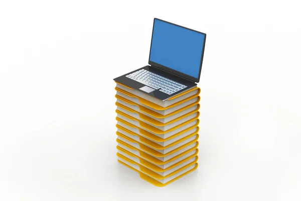 File folders next to a modern laptop — Stock Photo, Image