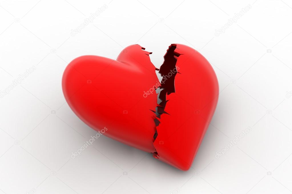 Broken heart sign, loss of love concept
