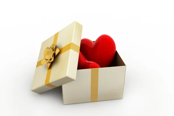Συσκευασία δώρου και καρδιές — Φωτογραφία Αρχείου