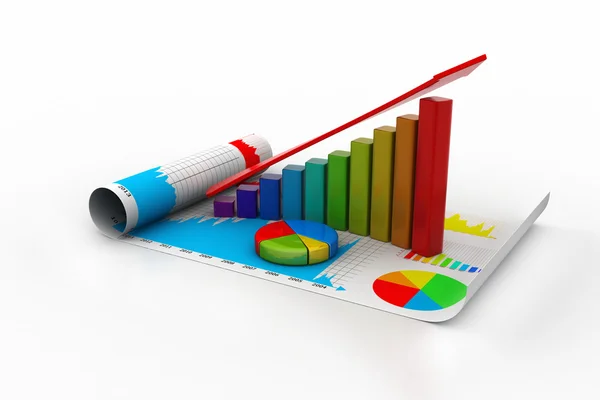 Business growth graph and pie chart — Stock Photo, Image