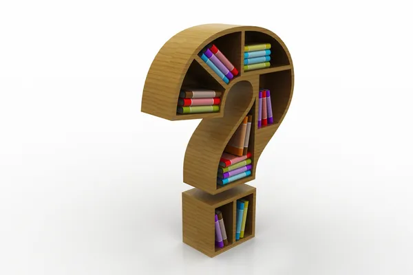 Book shelf in the model of question mark — Stock Photo, Image