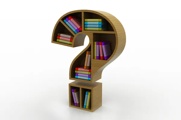 Book shelf in the model of question mark — Stock Photo, Image