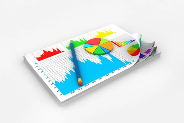 Documenti finanziari e matita — Foto Stock