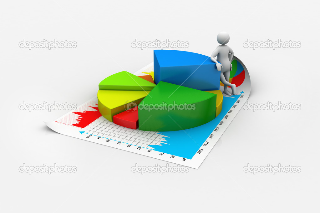 3d man with business charts