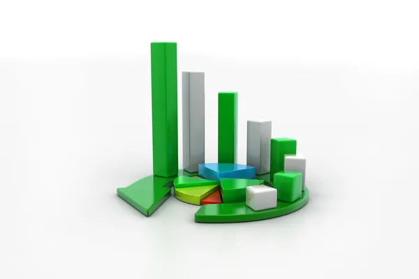 Grafik bisnis dan diagram lingkaran — Stok Foto