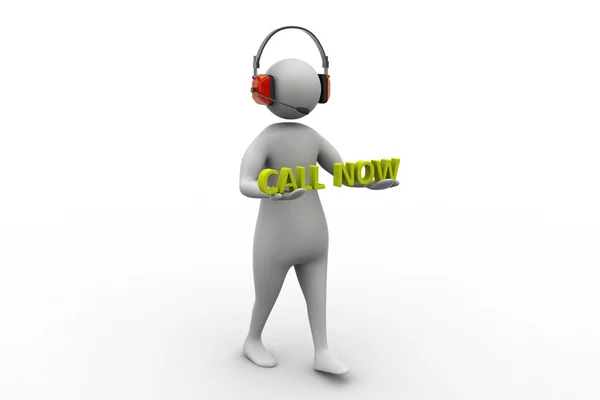 3D man with headset talking over the phone — Stock Photo, Image