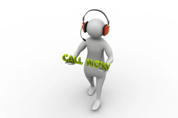 3D man with headset talking over the phone — Stock Photo, Image