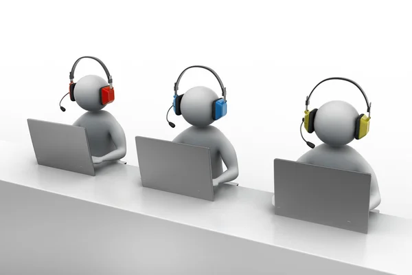 3D man with headset talking over the phone — Stock Photo, Image