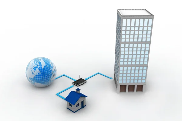 Huizen op een wereldwijd netwerk — Stockfoto