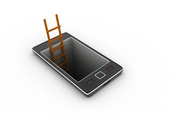 Teléfono inteligente con escalera — Foto de Stock