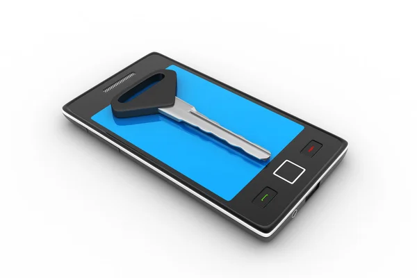 Smart phone with key — Stock Photo, Image