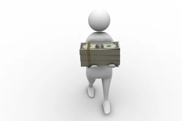 3d persona sosteniendo un paquete de dinero — Foto de Stock