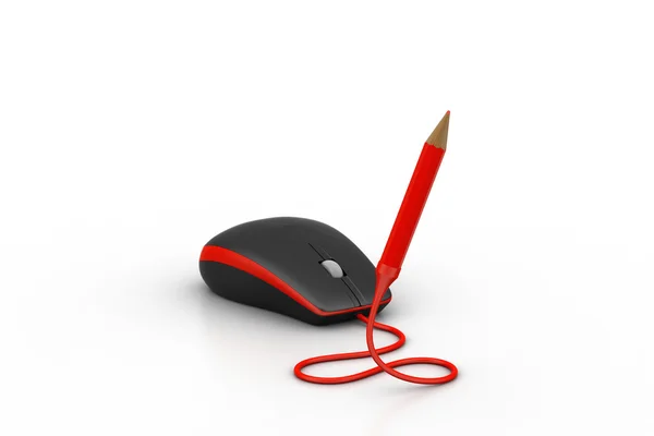 Computer Mouse with pencil plug — Stock Photo, Image