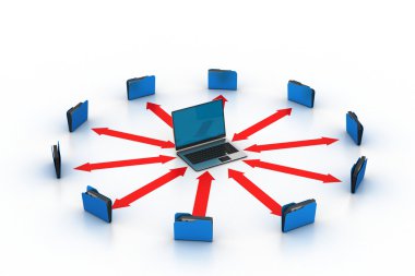 laptop ve dosya klasörleri