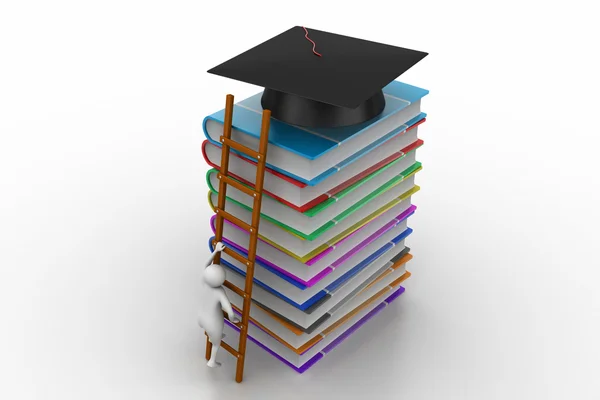 Graduation mortar on top of books — Stock Photo, Image