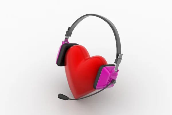 Hoofd telefoon met liefde hart — Stockfoto