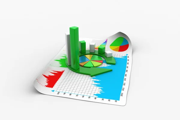 Business graph and documents — Stock Photo, Image