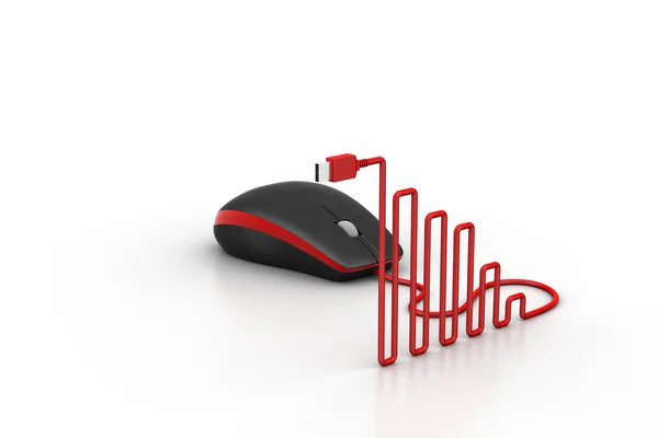 Mouse de computador com cabo em forma de gráfico — Fotografia de Stock