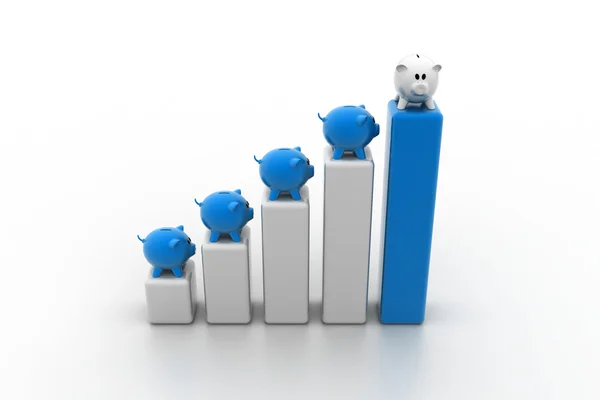 Savings concept with piggy banks graph — Stock Photo, Image