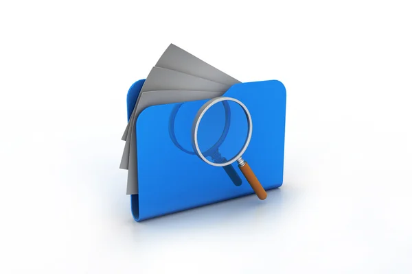 Magnifying glass over the folders — Stock Photo, Image