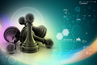 siyah piyon üzerinde beyaz renkli izole