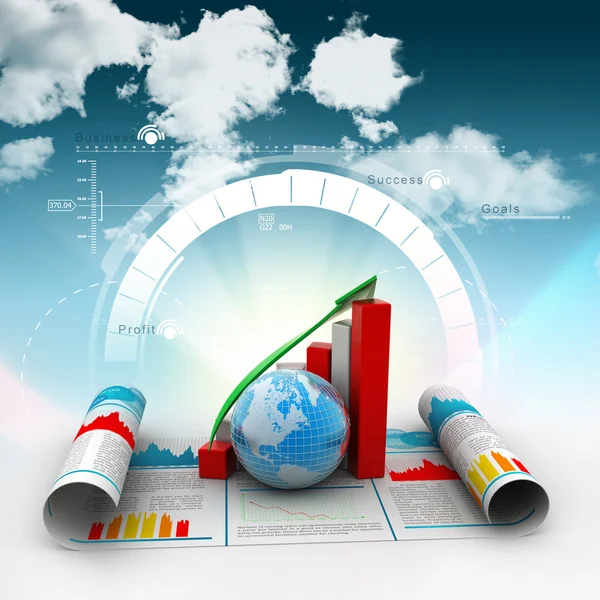 Wirtschaftswachstumsdiagramm und Globus — Stockfoto