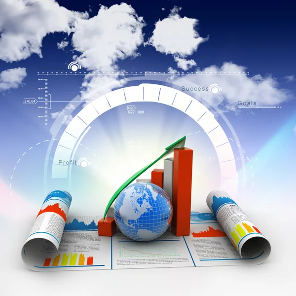 Wirtschaftswachstumsdiagramm und Globus — Stockfoto