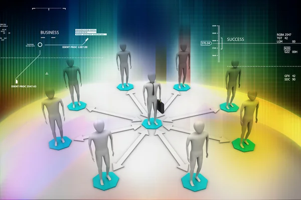 3d image of virtual men on global connection — Stock Photo, Image