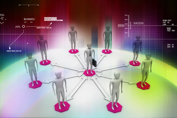 3d image of virtual men on global connection — Stock Photo, Image