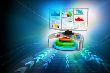 bilgisayar monitörü gösterilen hisse senedi grafiği