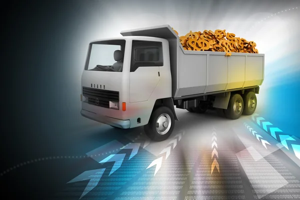 Truck with Dollar money — Stock Photo, Image