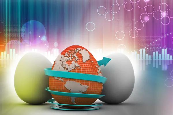 Globální vejce zaoblené s šipkou — Stock fotografie