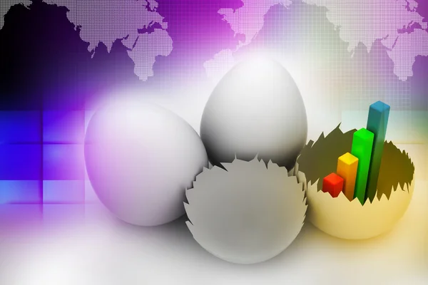 Colourful Business Growth graph in broken egg — Stock Photo, Image