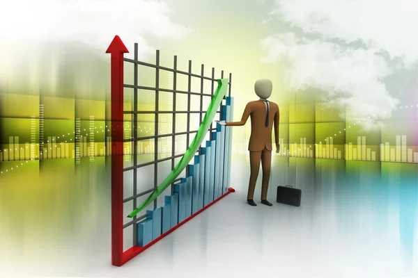 Business man standing near a financial graph — Stock Photo, Image