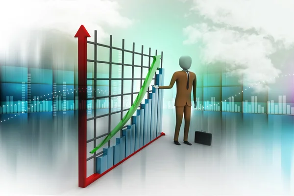 Business man standing near a financial graph — Stock Photo, Image