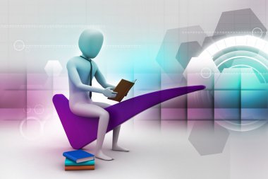 3d man sitting on the right mark clipart