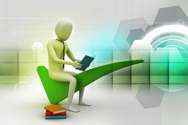 3d man sitting on the right mark — Stock Photo, Image