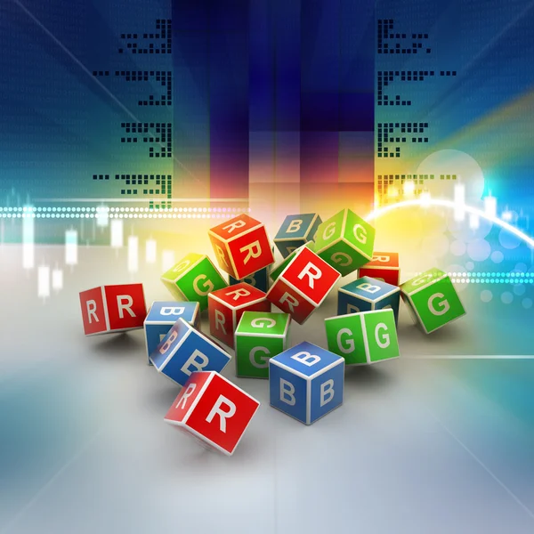 3D Colored Cube of RGB Alphabet — Stock Photo, Image