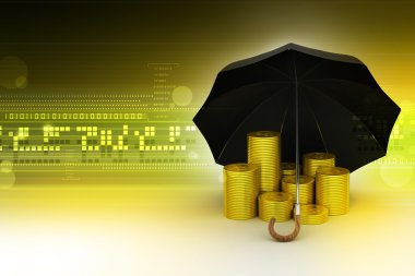 siyah bir şemsiye altında altın sikkeler