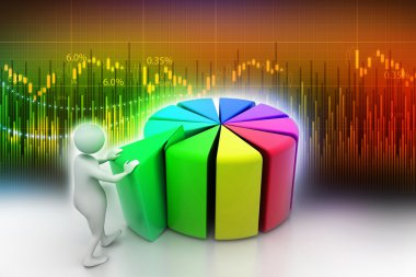 3d adam kırmızı barış pasta grafiği için bastırıyor