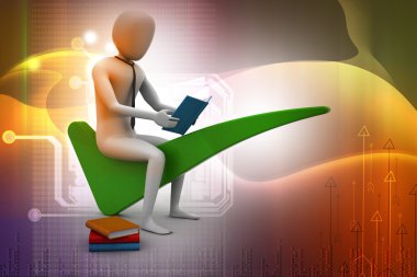 3d man sitting on the right mark clipart