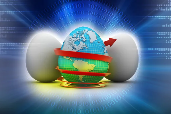 Global egg rounded with arrow — Stock Photo, Image